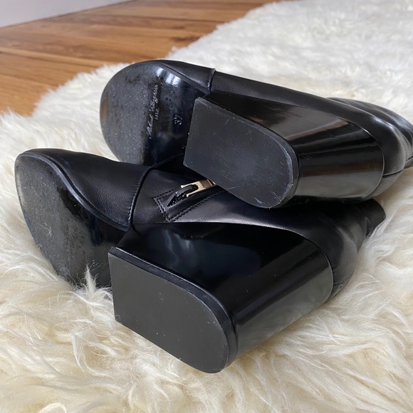 Robert Clergerie Black Toots Leather Wedge Ankle Boots 37 - Picture 6 of 16